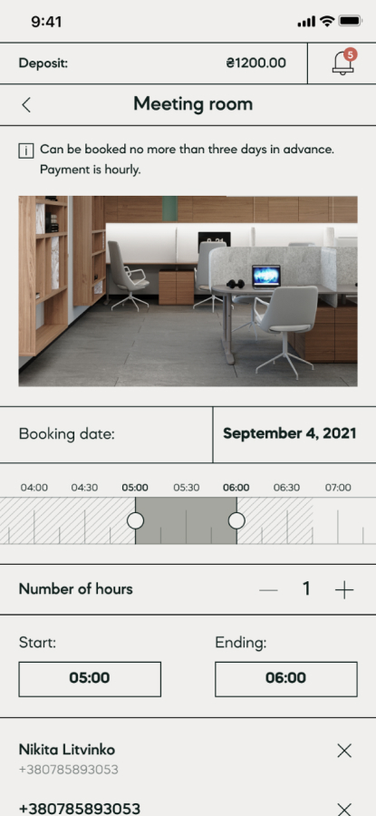 Dvor4Work app: meeting-room booking
